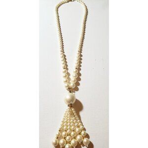 Indie Designs Pearl Colored Classic Timeless Accessories Tassel Beaded Necklace